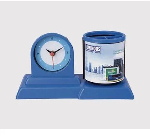 Plastic Office Table Clock, Color : Blue