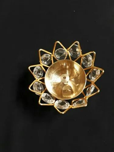 Brass  Brass Crystal Akhand Diya, For Pooja, Size : 4 To 5 