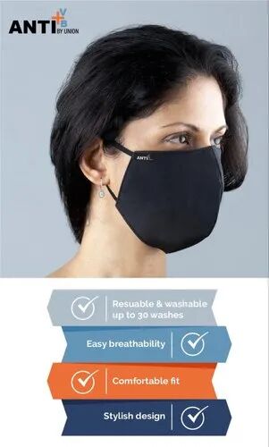 Anti Viral Reusable Face Mask, Color : Black