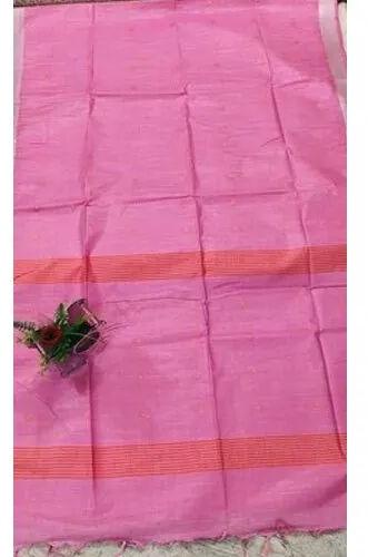 Plain Cotton Linen Butta Saree, Saree Length : 6.5 Meter