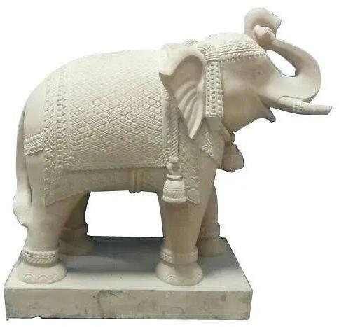 Marble Elephant Statue, Color : White