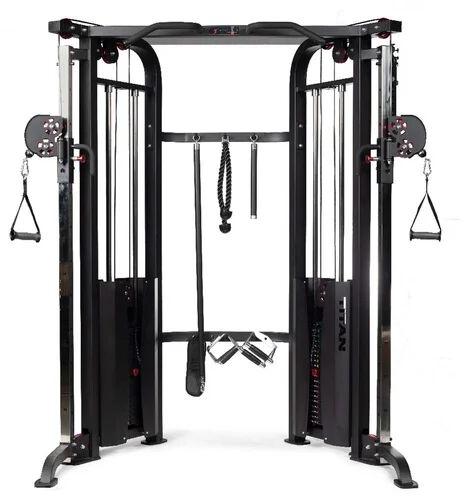 Functional Trainer Cable Machine, For Muscle Gain, Color : Black