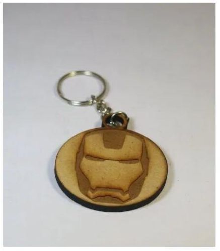 Brown Round Wooden Keychain