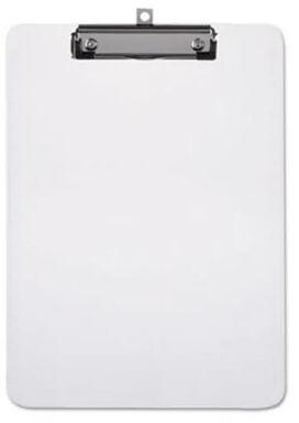 Crown Plastic Clip Board, For School, Color : White