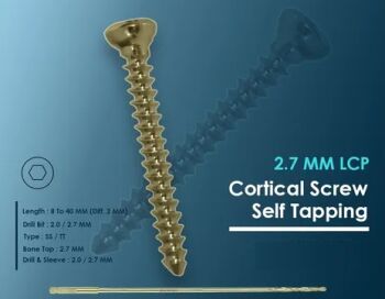 SS316L / TITANIUM Cortical Screw Self Tapping, For Orthopedic Implants, Size : 10MM TO 40MM