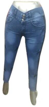 Plain Ladies Denim Jeans, Color : Blue