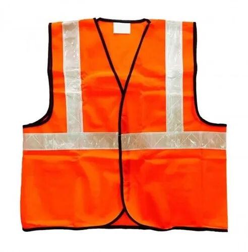 Free Size Polyester Reflective Safety Jackets, Color : Orange