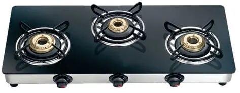 Stainless Steel (Body) Three Burner Gas Stove, For Kitchen