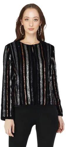 Velvet Sequin Stripes Jacket, Age Group : 25-50