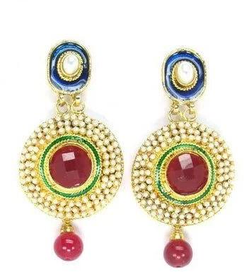 Brass Polki Earrings, Occasion : Party Wear