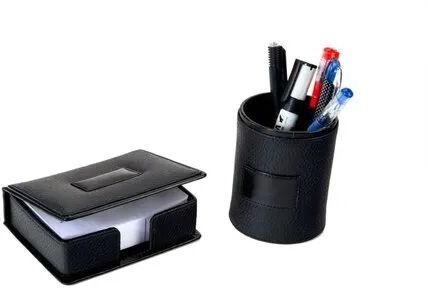 PU Leather Executive Desk Accessories, Color : Black