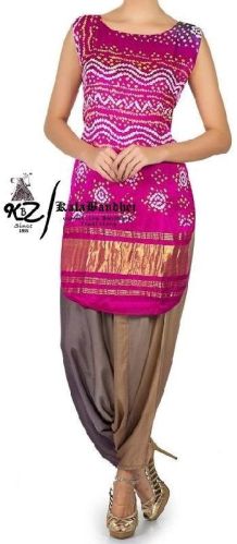 Megenta Gaji Silk Patiala Suit