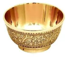 Brass Embossed Bowl, For On The Occasion Of Diwali, Wedding, Anniversary, Shape : Round