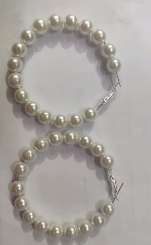 Round Pearl Ladies Party Wear Earring, Color : White