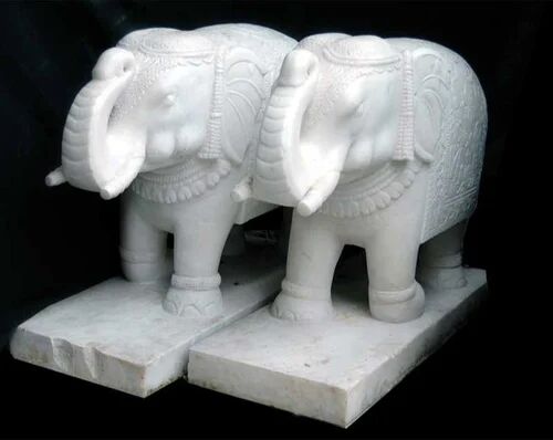 White Marble Elephant Statue