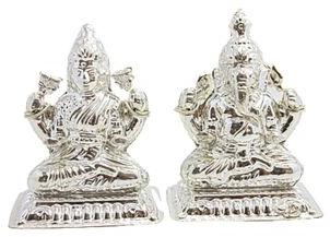 Silver Laksmi And Ganesh Idols