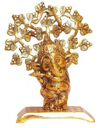 Copper Metal Metal Lord Ganesh Statue, Color : Golden,  Multicolour