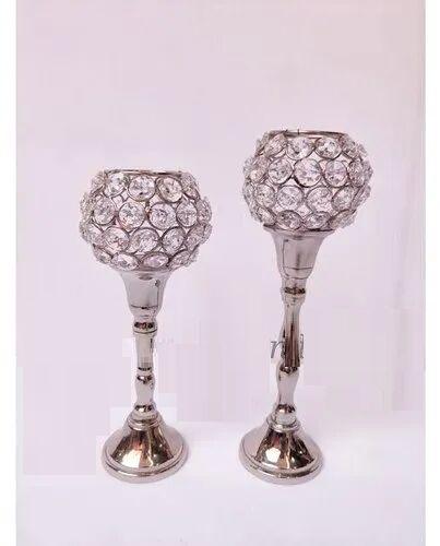 Silver Round T Lights Candle Holder