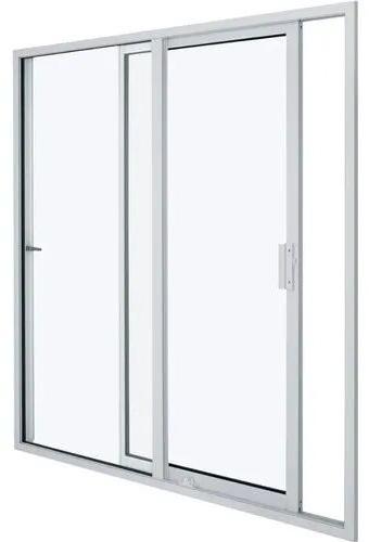 Polished White Aluminum Sliding Door