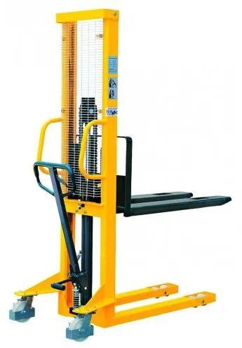 Alloy Steel hydraulic Pallet Stacker, Color : Yellow