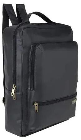 Plain Leatherette Laptop Backpack, Color : Black