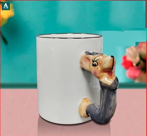 Ceramic Animal Handle Mug, Color : White