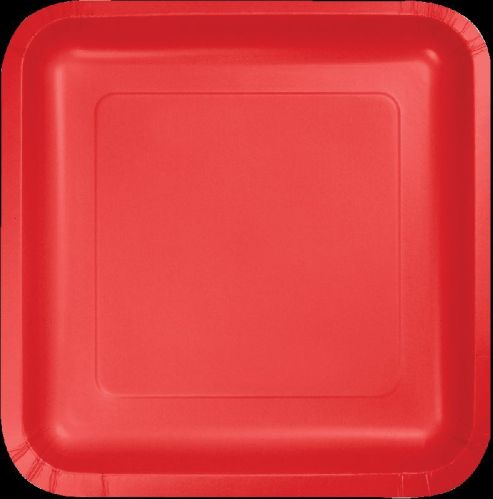 Calssic Red Square Paper Plates, Size : 9 Inch