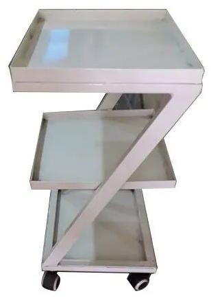Rectangular Stainless Steel Medicine Trolley, Color : White