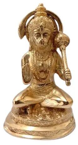Carved Brass Hanuman Statue, Color : Golden
