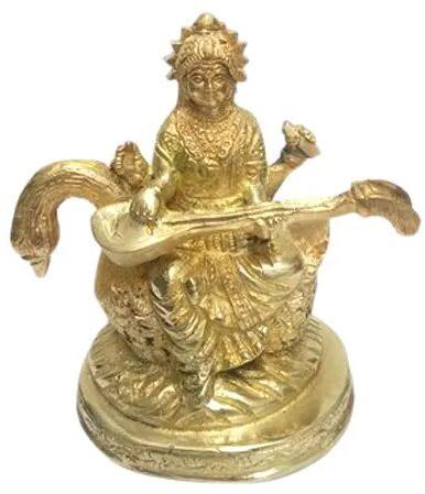 Polished Brass Saraswati Statue, Color : Golden