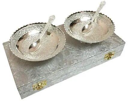 Aluminum Silver Plated Bowl Set, Size : 3'5 Inch