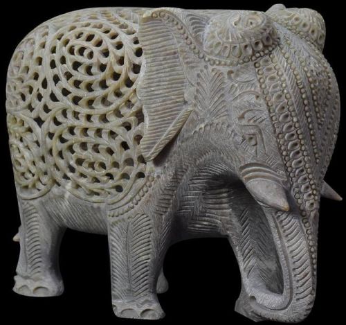 Creamy Marble Decorative Elephant Statue, Packaging Type : Box