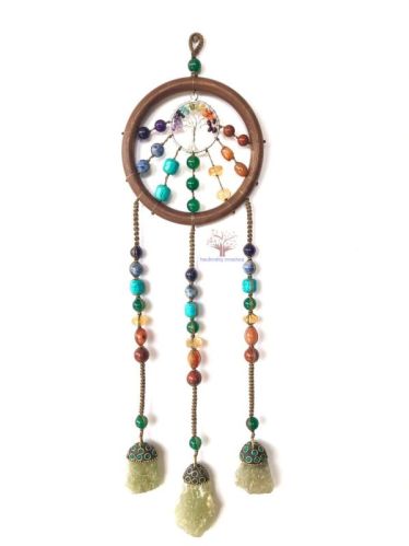 7 Chakra Natural Stones Dream Catcher Wall Hanging