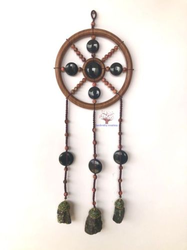 Brown Round Onyx Stones Dream Catcher Wall Hanging, For Home