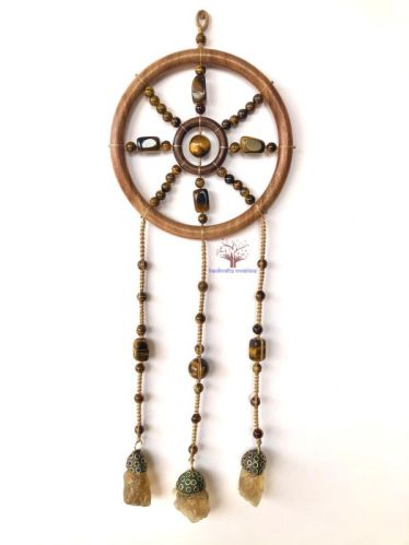 Tiger Eye Stones Dream Catcher Wall Hanging