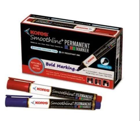 Kores Permanent Marker, Color : Black, Blue, Red Green