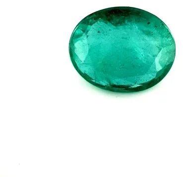 Oval Zambian Emerald Gemstone, Color : Green