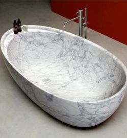 Polished Grey Marble Bath Tub, Shape : Oval