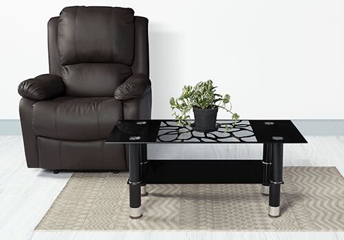 Glass Top Center Table, Color : Dark Brown