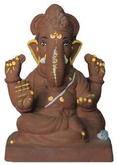 Clay Ganesh Statue, Size : 8 Inch