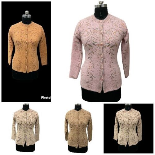 Printed Wool Cardigan, Neck Style : Round Neck