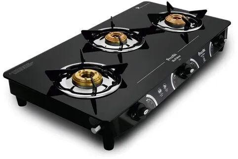 Rectangular 3 Burner Gas Stove, For Kitchen