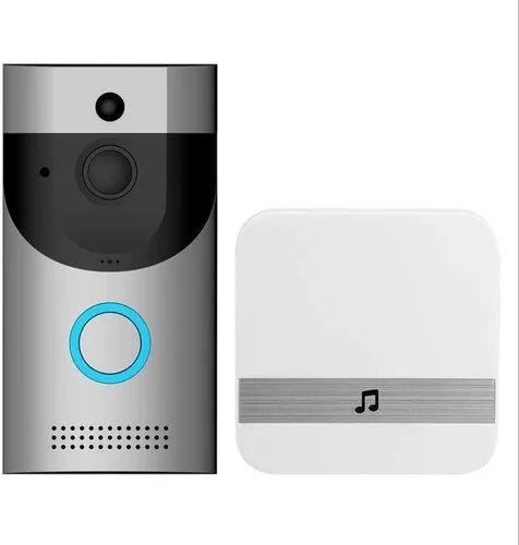 ABS Plastic Wireless Video Doorbell, Color : Black Grey
