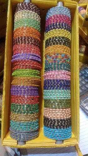 Polished Printed GLASS FANCY SADI MACHING BANGLES, Purity : TOP