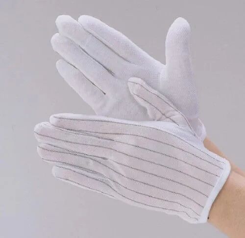 ESD Safe Dotted Gloves, Color : White