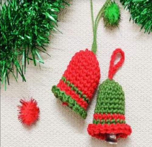 Crocheted Wool Crochet Christmas Bell, For Decoration