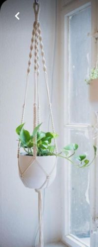 White Cotton Knitted Macrame Plant Hanger, Feature : Attractive Pattern