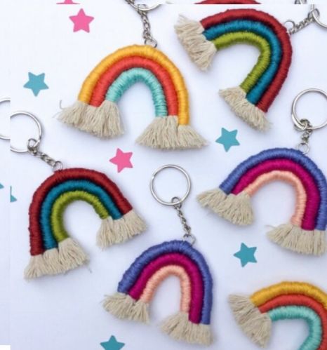 Multicolor Macrame Rainbow Keychain