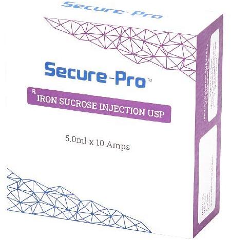 Secure Pro Iron Sucrose Injection, Packaging Type : 5000 IU/ 5ml (25 Vials)