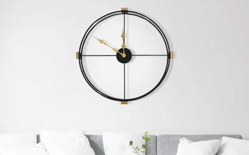 Royaloak Mango Wood Modern Hanging Wall Clock, Color : Black
